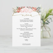 冬の結婚式のメニューカード金箔の水色フローラ 招待状 (スタンド正面)