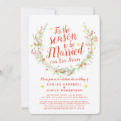 冬の結婚式のライブストリームベリーの星の水色 招待状 (正面)