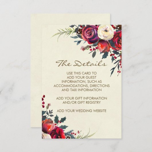 冬の結婚式の休日の詳細情報 エンクロージャーカード (正面/裏面)