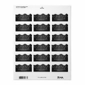 冬の結婚式の住所スノーフレーク装飾ブラック ラベル (フルシート)