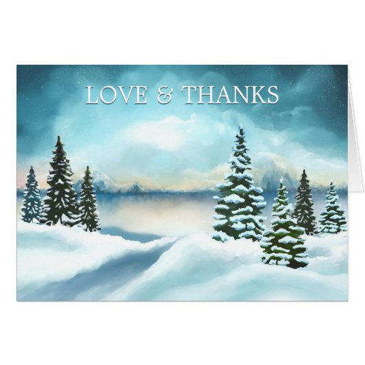 冬の結婚式の写真ありがとうノートカード (正面横)