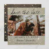 冬の結婚式の写真でお知らせする「Save The Date」 招待状 (正面/裏面)