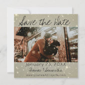冬の結婚式の写真でお知らせする「Save The Date」 招待状 (正面)