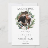 冬の結婚式の写真の日付を保存 招待状 (正面)