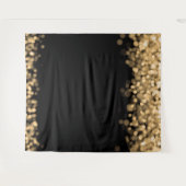 冬の結婚式の写真の背景金ゴールド灯 タペストリー (正面(横))