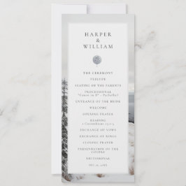 冬の結婚式の写真の風景の結婚式プログラム 招待状