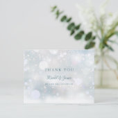 冬の結婚式の初雪フォトサンクスギフト ポストカード (スタンド正面)