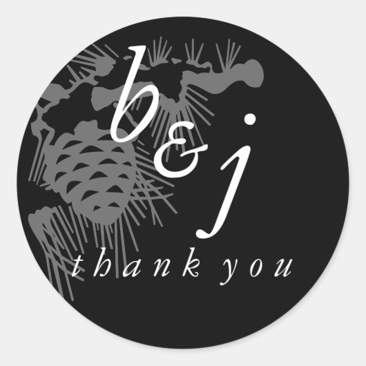 冬の結婚式の好意のステッカーのピンクの青ありがとう ラウンドシール (正面)