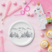 冬の結婚式の山の自然ツリー国 ペーパープレート (パーティー)