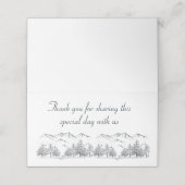 冬の結婚式の山素朴、国ありがとう プレイスカード (外部開封)