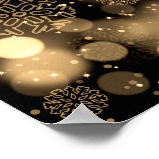 冬の結婚式の座席表の金ゴールド灯 ポスター (角)