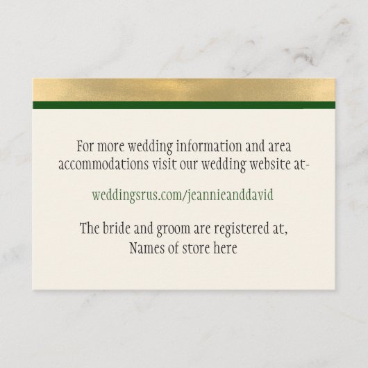 冬の結婚式の情報カード エンクロージャーカード (正面)