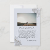 冬の結婚式の手描きフローラ写真 サンキューカード (裏面)