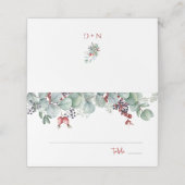 冬の結婚式の折り畳み座席表ユーカリ松 プレイスカード (外部開封)