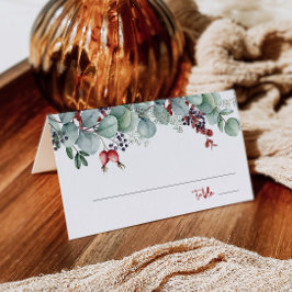 冬の結婚式の折り畳み座席表ユーカリ松 プレイスカード