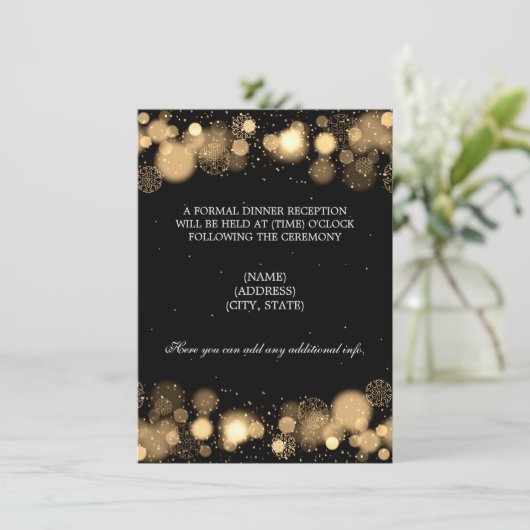 冬の結婚式の披露宴金ゴールド灯 招待状 (スタンド正面)