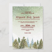 冬の結婚式の招待カードベクトルテンプレート 招待状 (正面)