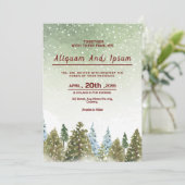 冬の結婚式の招待状のカードベクトルテンプレート 招待状 (スタンド正面)