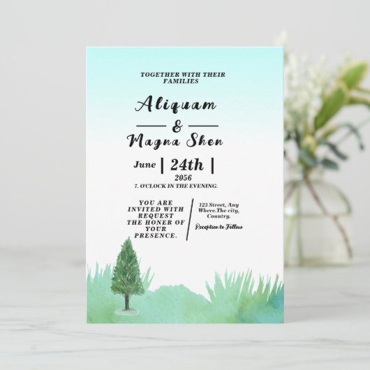 冬の結婚式の招待状、祝日の招待状 招待状 (スタンド正面)