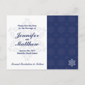 冬の結婚式の日付を保存フォトポストカード – 海軍 案内ポストカード (裏面)