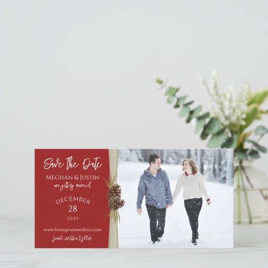 冬の結婚式の日付写真を保存 セーブザデート (スタンド正面)