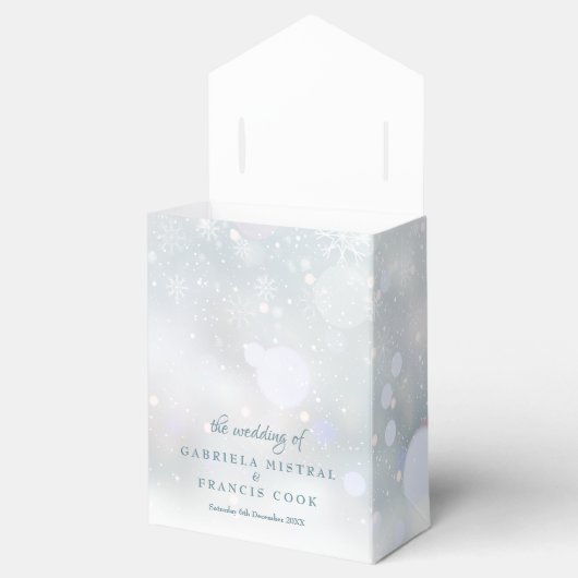 冬の結婚式の最初の雪片の好意ボックス フェイバーボックス (オープン)
