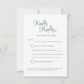 冬の結婚式の木アート緑の灰色の返信カード 出欠カード (裏面)