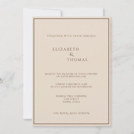 冬の結婚式の松の円錐松の針 招待状 (裏面)