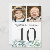 冬の結婚式の松の写真テーブル番号記号 招待状 (裏面)