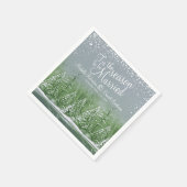 冬の結婚式の松の木の湖の緑の灰色の芸術 スタンダードカクテルナプキン (角)