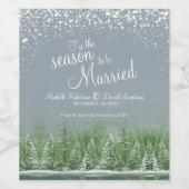 冬の結婚式の松の木の湖の緑の灰色の芸術 ワインラベル (シングルラベル)