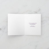 冬の結婚式の松の木の紫のサンキューカード シーズンカード (内部)