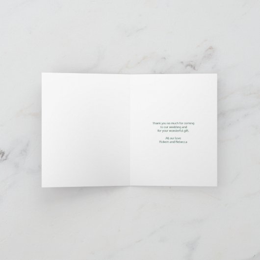 冬の結婚式の松木の緑のサンキューカード シーズンカード (内部)