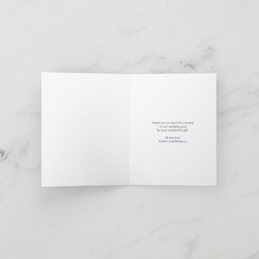 冬の結婚式の松木の青いサンキューカード シーズンカード (内部)