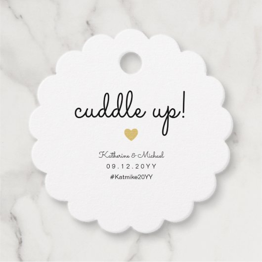 冬の結婚式の毛布またはショールを取り上げる フェイバータグ (正面)