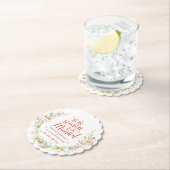 冬の結婚式の水の色の松のコーンの果実 ペーパーコースター (インサイチュ)