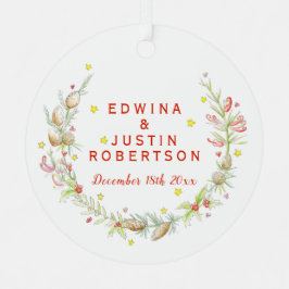 冬の結婚式の水の色の松のコーンの果実 メタルオーナメント