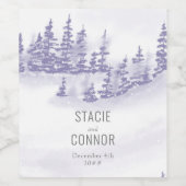 冬の結婚式の水の色の森の雪のシーン ワインラベル (シングルラベル)
