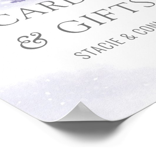 冬の結婚式の水の色ラベンダーカード&ギフト ポスター (角)