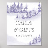 冬の結婚式の水の色ラベンダーカード&ギフト ポスター (正面)