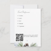 冬の結婚式の水色の雪の松のテンプレート サンキューカード (裏面)