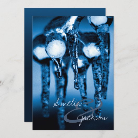冬の結婚式の氷柱結婚式招待状 招待状 (正面/裏面)