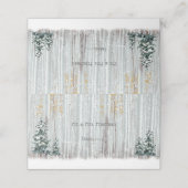 冬の結婚式の白い樺の木松の木の雪 プレイスカード (外部開封)