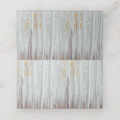 冬の結婚式の白い樺の木松の木の雪 プレイスカード (内部開封)