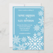 冬の結婚式の白い雪のターコイズ氷 招待状 (正面)