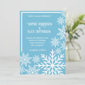 冬の結婚式の白い雪のターコイズ氷 招待状 (スタンド正面)