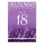 冬の結婚式の紫色の松の木のテーブル番号 テーブルナンバー (裏面)