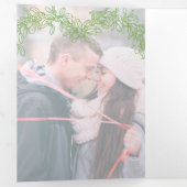 冬の結婚式の緑のヤドリギ植物性結婚 三つ折りプログラム (内部最初)