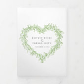 冬の結婚式の緑のヤドリギ植物性結婚 三つ折りプログラム (カバー)