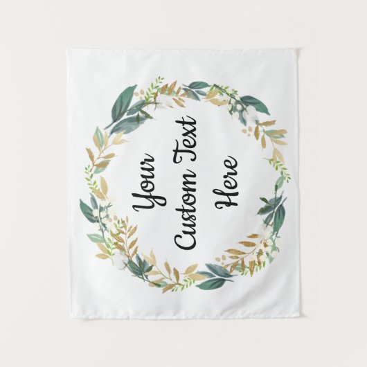 冬の結婚式の背景の緑のフォトブースデコール タペストリー (正面)